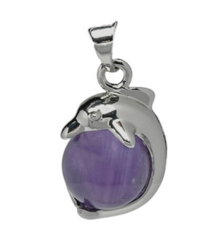 Delfin Anhänger mit Amethyst Kugel
